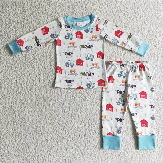 BLP0103 Boys Farm Car Long sleeve pants suit