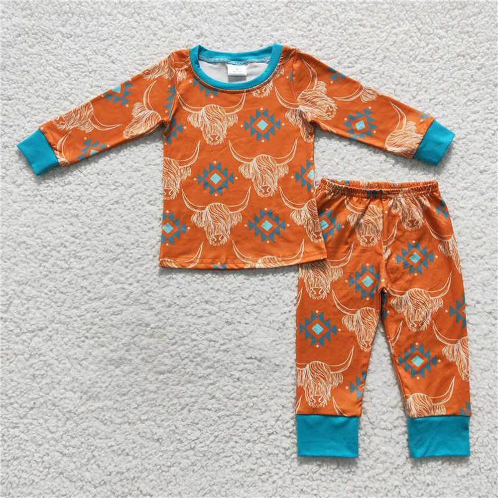 BLP0206 Mountain Bull orange green long sleeve pants suit