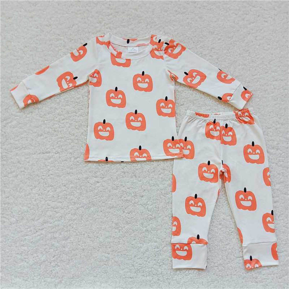 BLP0244 Pumpkin white long sleeve pants suit