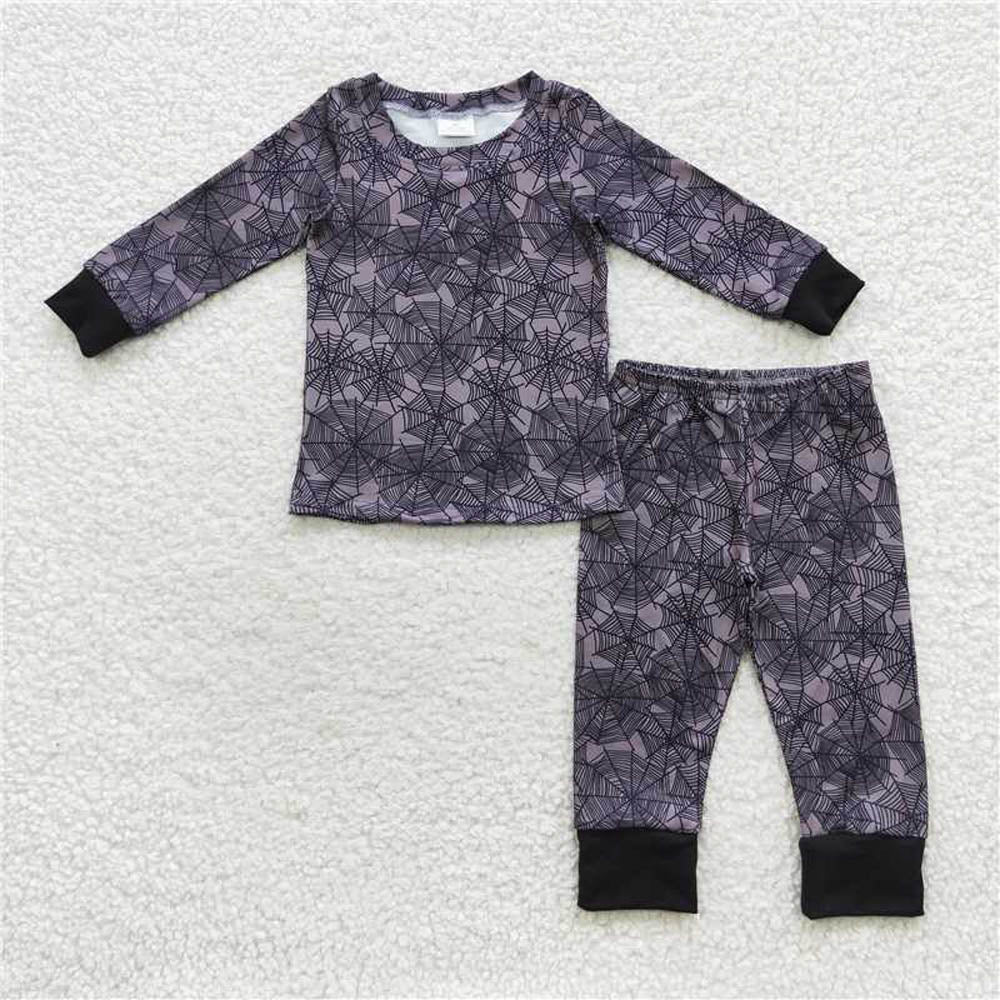 BLP0260 Boys Halloween Spiderweb Black long sleeves and pants