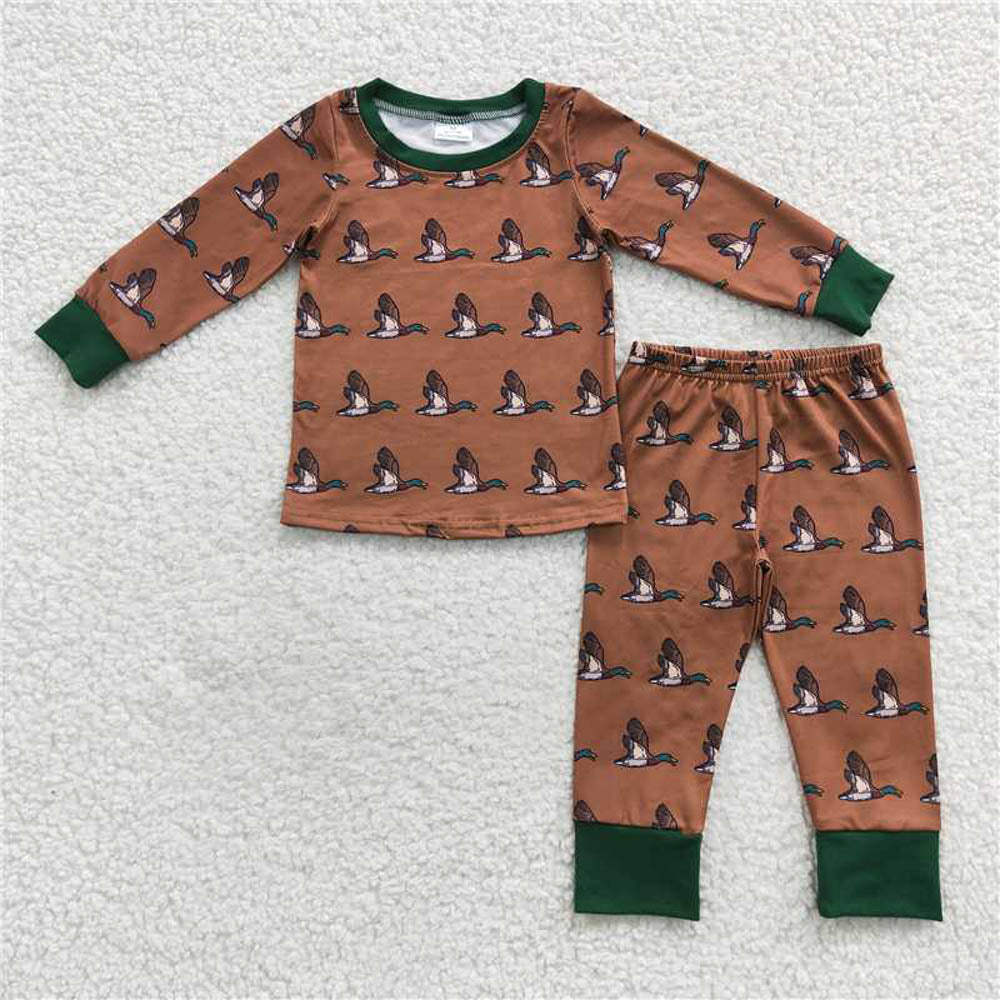 BLP0265 Mallard brown green long sleeve pants suit