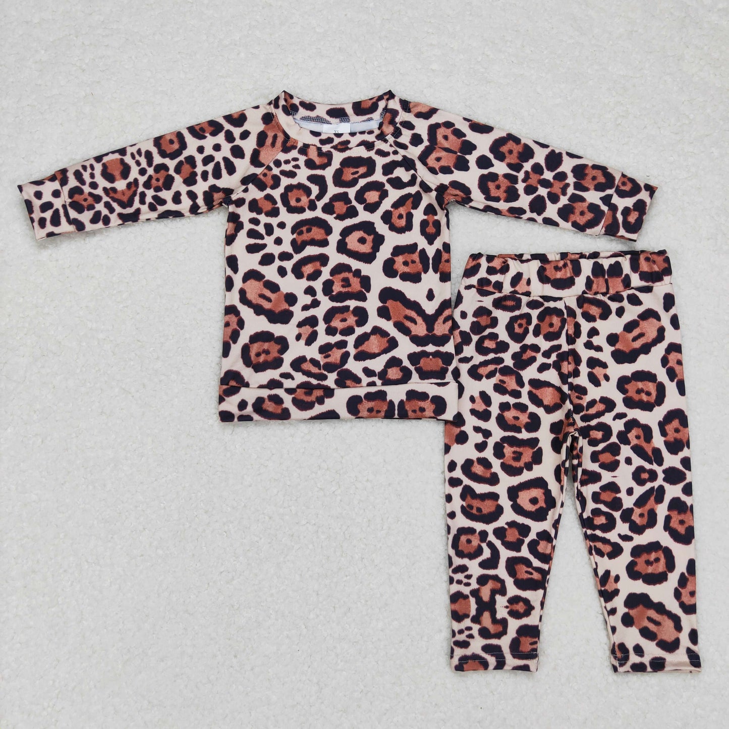 BLP0358 Baby Kids Black Leopard Long Sleeve Top Pants Pajamas Set