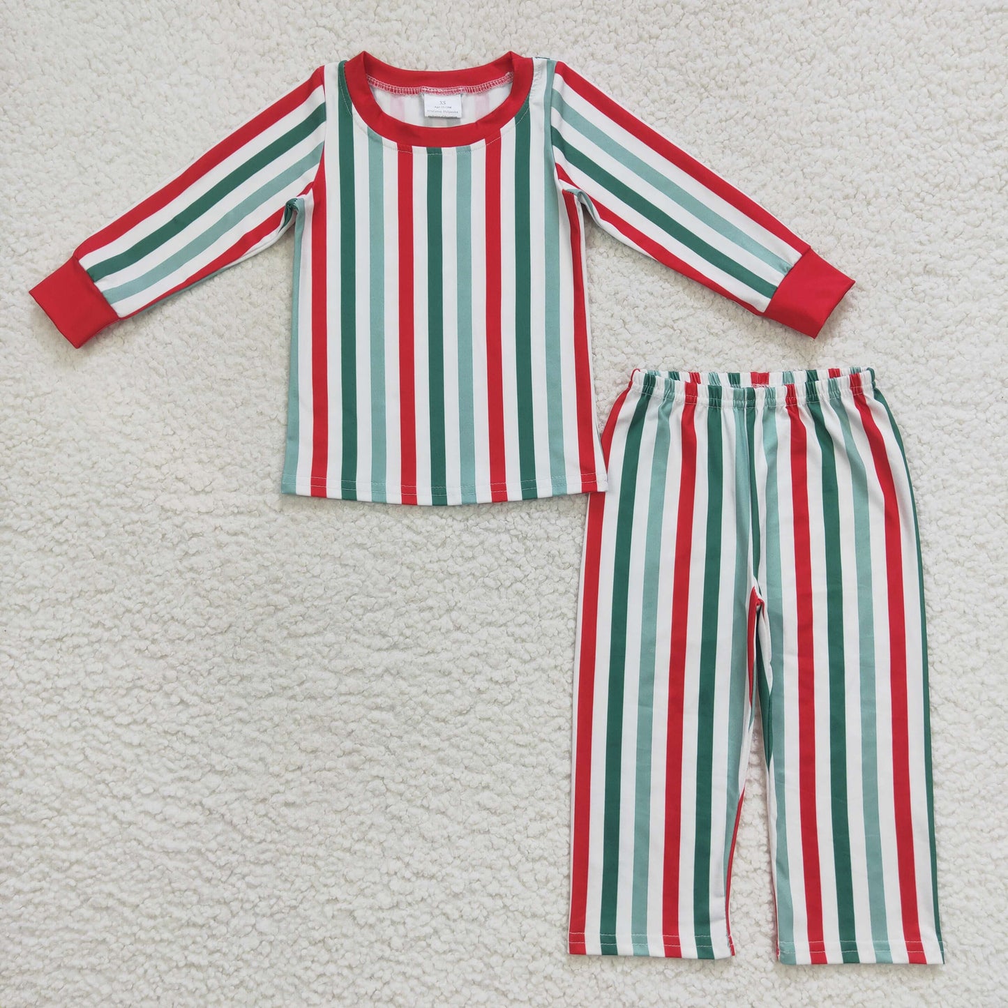 BLP0361 Baby Boys Christmas Stripes Long Sleeve Top Pants Pajamas Set