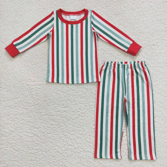 BLP0361 Baby Boys Christmas Stripes Long Sleeve Top Pants Pajamas Set