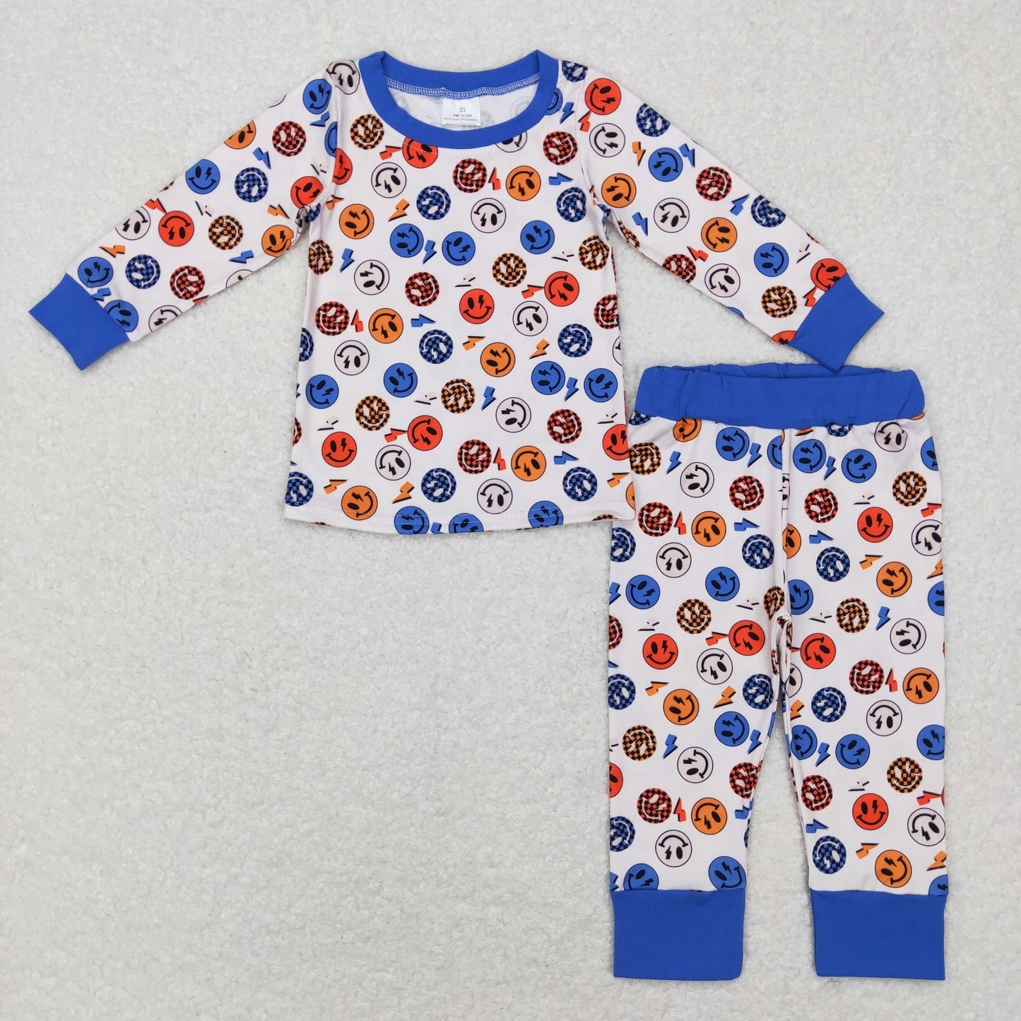 BLP0371 Baby Boys Face Navy Tops Pants Pajamas Clothes Set