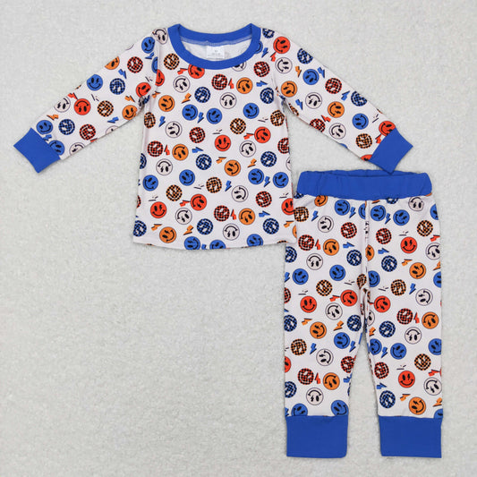 BLP0371 Baby Boys Face Navy Tops Pants Pajamas Clothes Set