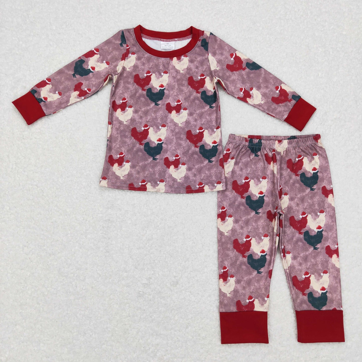 BLP0374 Baby Boys Christmas Farm Chickens Tops Pants Pajamas Set