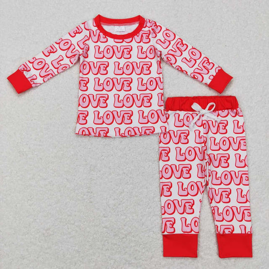 BLP0416 Valentine's Day letters Red and White long sleeve pants suit
