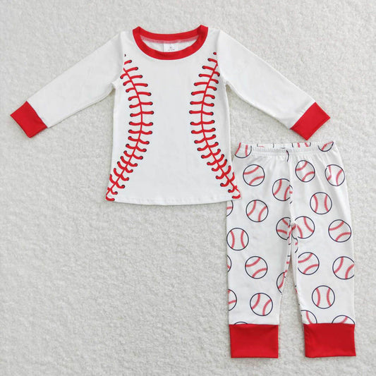 BLP0425 baseball red and white long-sleeved pants suit