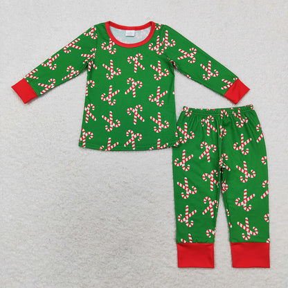 Sibling Baby Boys Girls Christmas Candy Cane Pant Pajamas Sets Zipper Footie Rompers C11.18