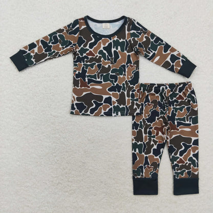 Sibling Baby Boys Camo Print Top Pants Western Bamboo Pajamas Clothes Sets C9.15