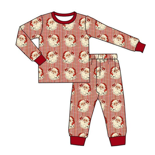 BLP0917 Baby Kids Christmas Stripes Santa Tops Pants Pajamas Clothes Sets Preorder