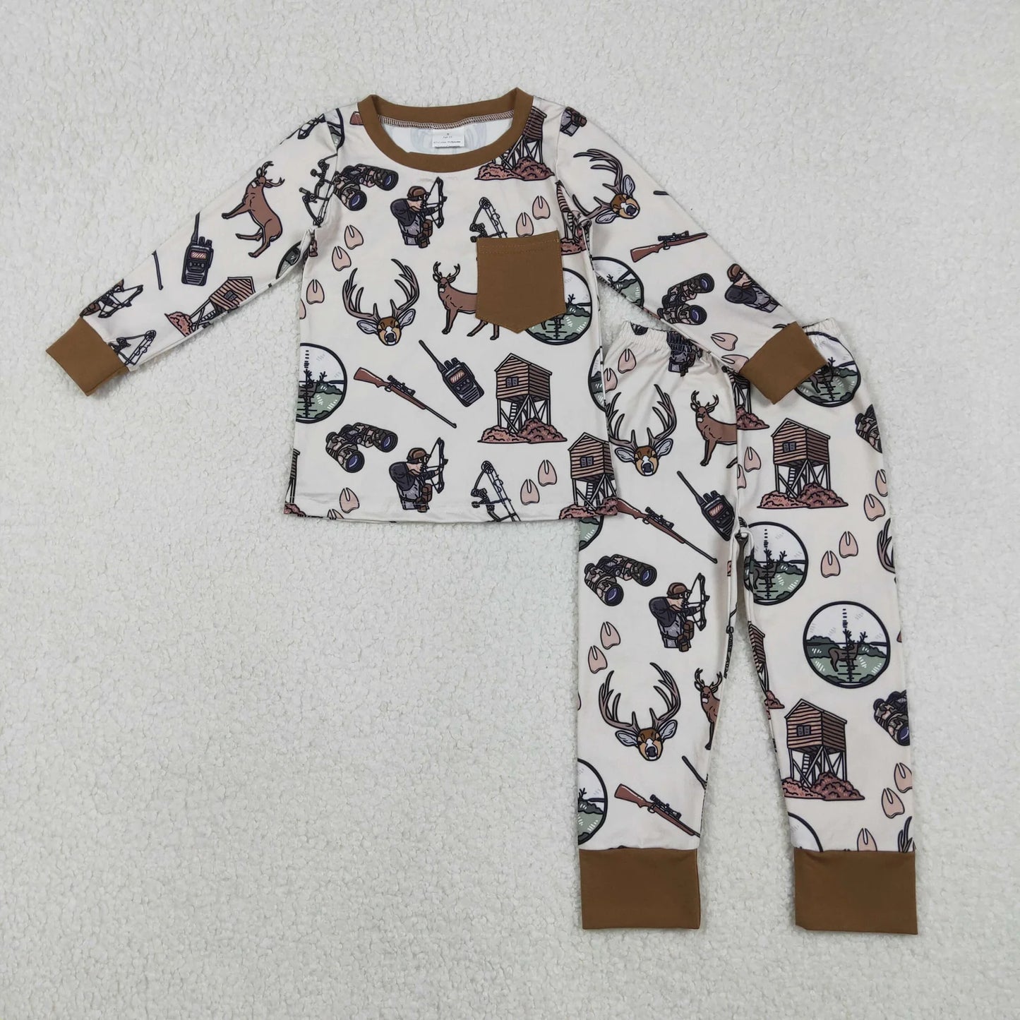 Sibling Baby Boys Southern Camo Ducks Dogs Deer Top Pants Hunting Pajamas Clothes Sets C12.6