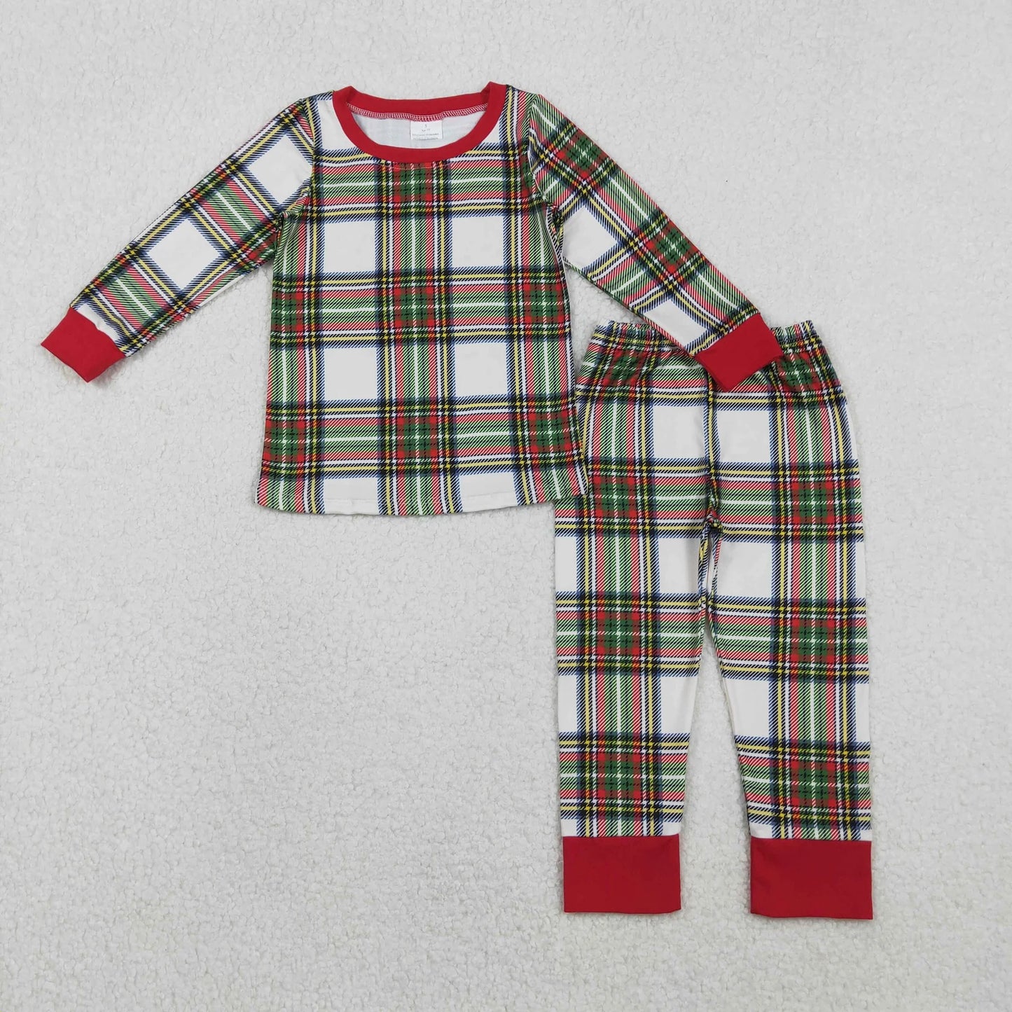 Sibling Baby Boys Girls Green Red Checked Christmas Pants Pajamas Sets C11.6