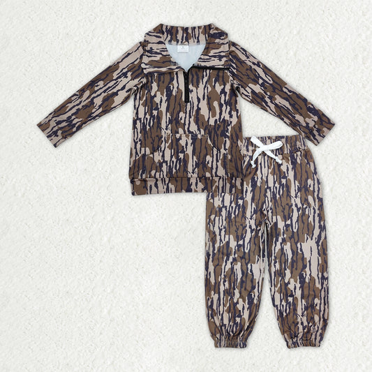 Sibling Baby Boys Camo Zipper Pullover Top Pockets Jogger Pants Southern Clothes Sets C10.14