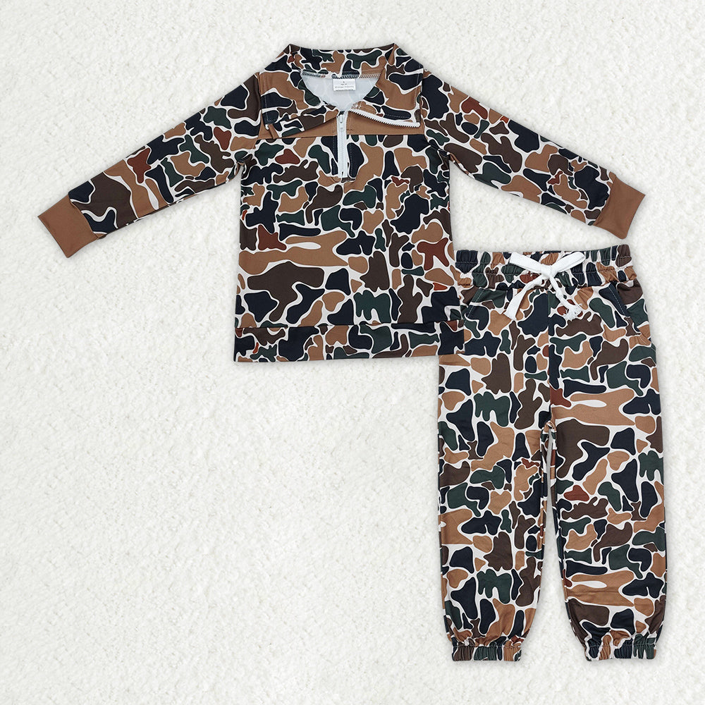 Sibling Baby Boys Camo Zipper Pullover Top Pockets Jogger Pants Southern Clothes Sets C10.14