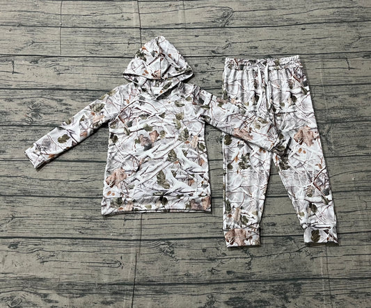 Sample BLP1400 Cute Baby Boys Southern Leaves Camo Pockets Hoodie Jogger Clothes Sets