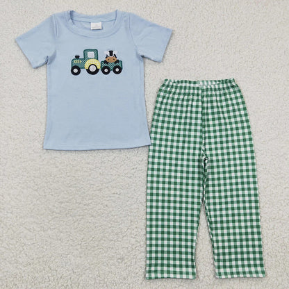 Sibling Baby Boys Embroidery Hunting Short Sleeve Shirt Pants Clothes Sets 4.26