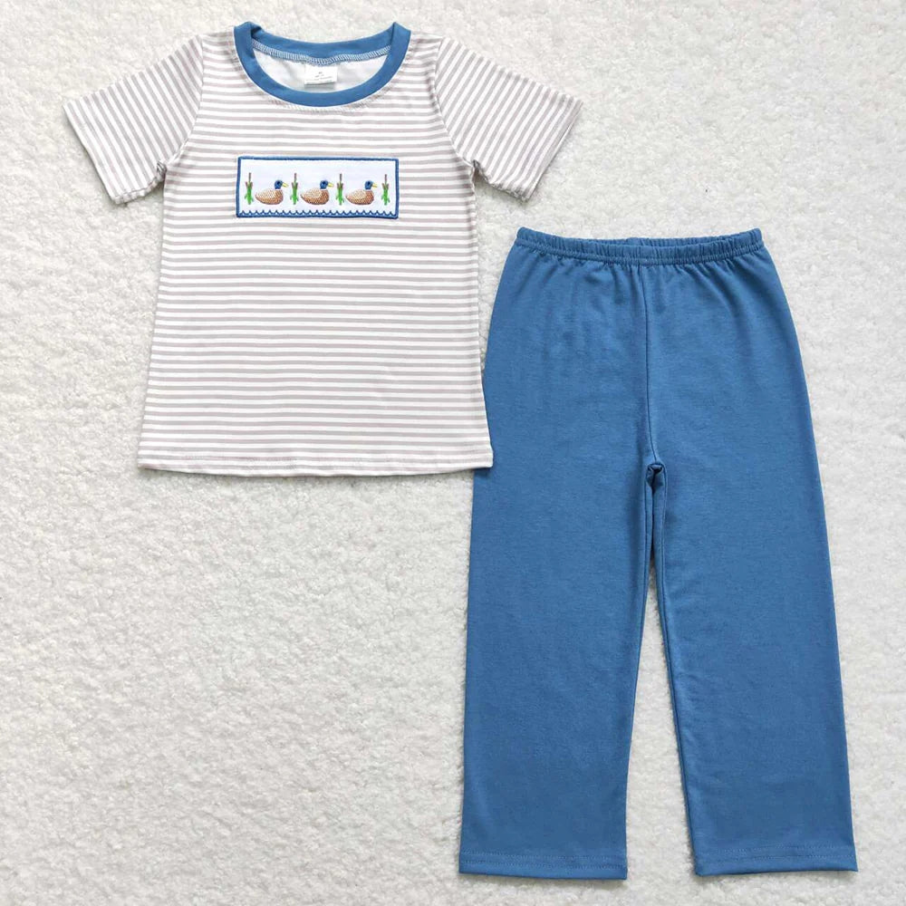Sibling Baby Boys Embroidery Hunting Short Sleeve Shirt Pants Clothes Sets 4.26