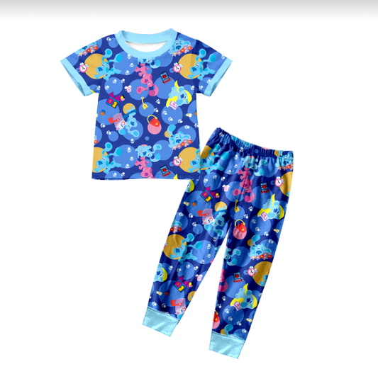 BSPO0351Baby Boys Blue Dogs Shirt Pants Pajamas Clothes Sets Preorder