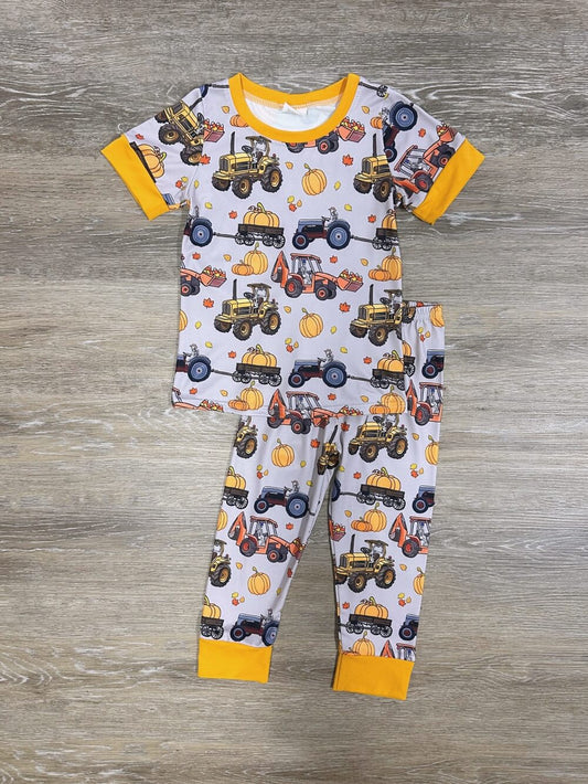 BSPO0422 Baby Boys Pumpkin Digger Tops Pants Pajamas Clothes Set