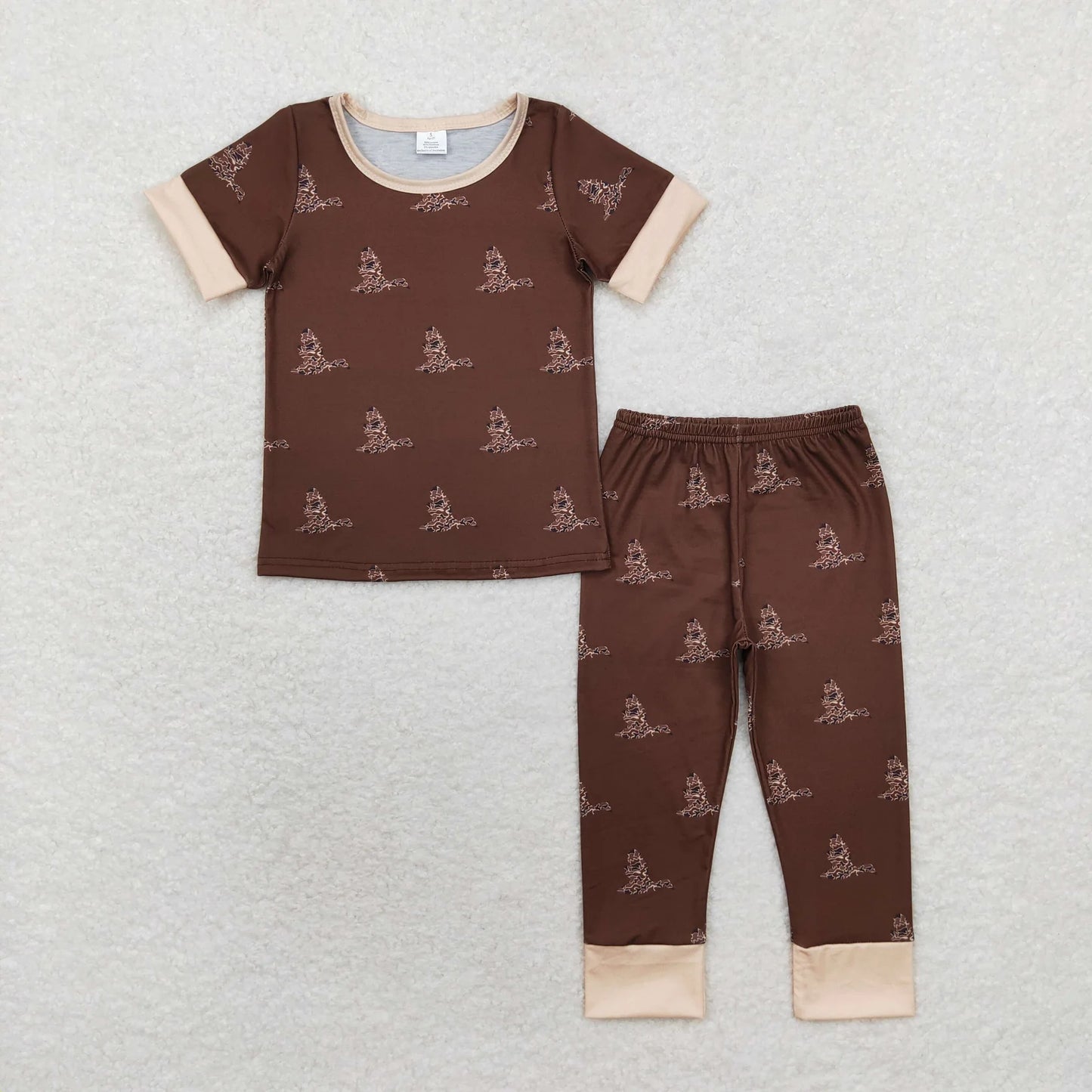 Sibling Baby Boys Camo Deer Ducks Top Pants Western Bamboo Pajamas Clothes Sets C9.15