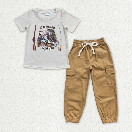 BT0340+P0134  Baby Boys Fishing Hunting Cargo Pants Clothes Sets