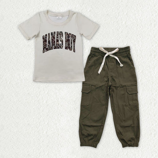 BT0792+P0135 Baby Mama's Boy Camo Hunting Green Cargo Pants Clothes Sets