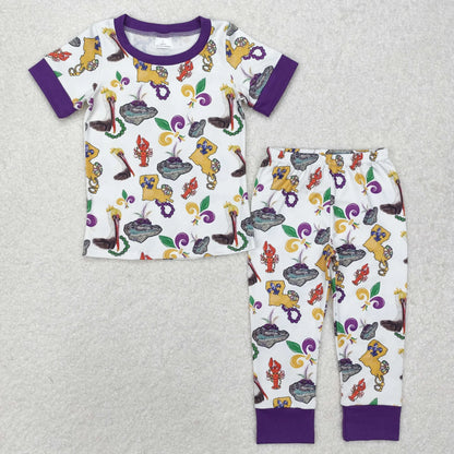 Sibling Baby Kids Anchors Crayfishes Top Pants Mardigras Pajamas Sets Zipper Footie Rompers C9.30