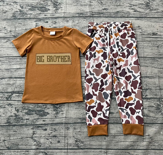 Sample BSPO0665 Cute Baby Boys Big Brother Top Ducks Dogs Camo Pants Hunting Clothes Sets
