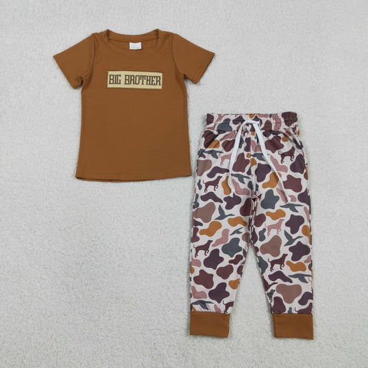 RTS BSPO0665 Embroidery Big Brother Baby Boys Top Ducks Dogs Camo Pants Hunting Clothes Sets