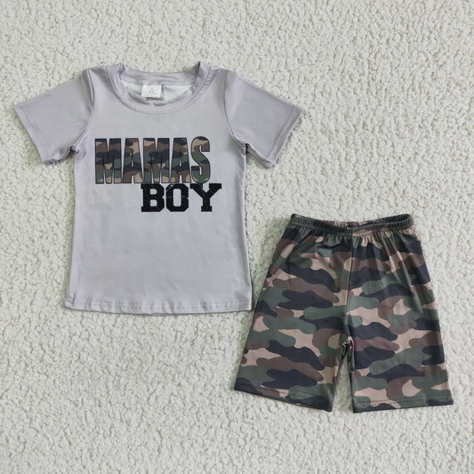 BSSO0049 Gray short-sleeved camouflage shorts suit for boys