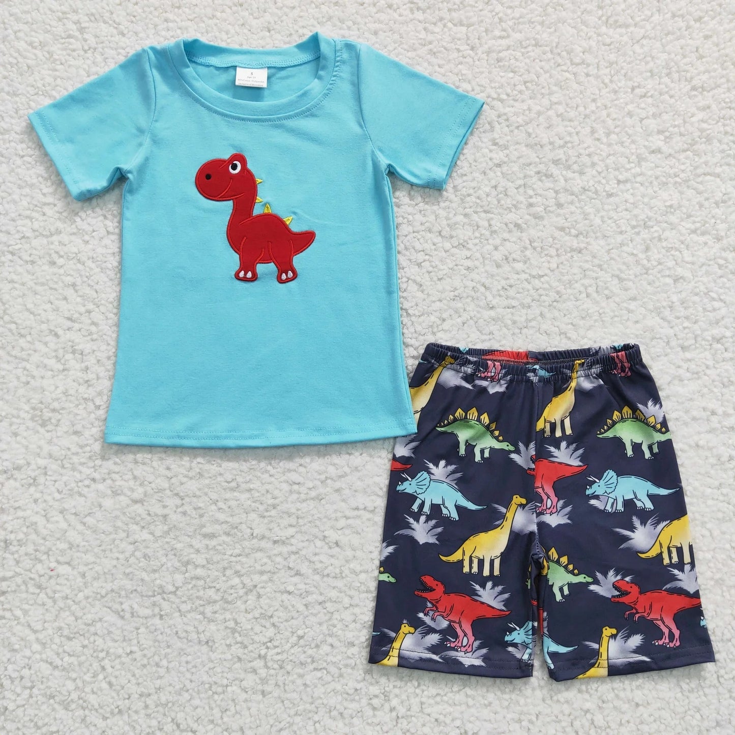 Sibling Baby Boys Back To School Embroidery Dinosaurs Summer Shorts Sets 4.29