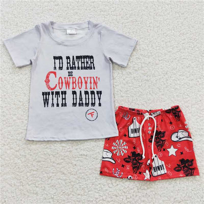 Sibling Baby Boys Brother Western Hunting Pockets Clothes Shorts Sets 7.21