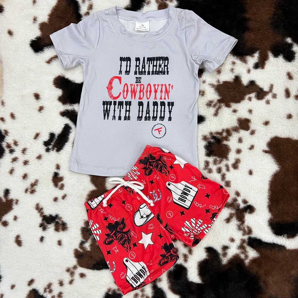 BSSO0243 Baby Boys Cowboy Daddy Shorts Set