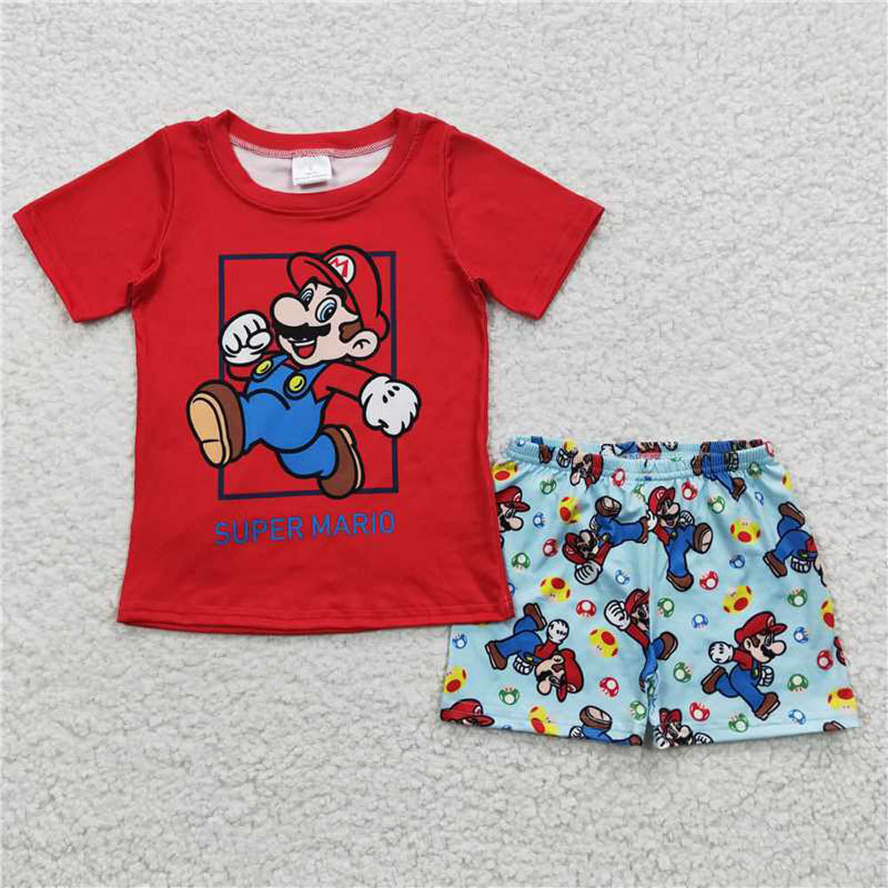 BSSO0259 Short sleeved shorts red