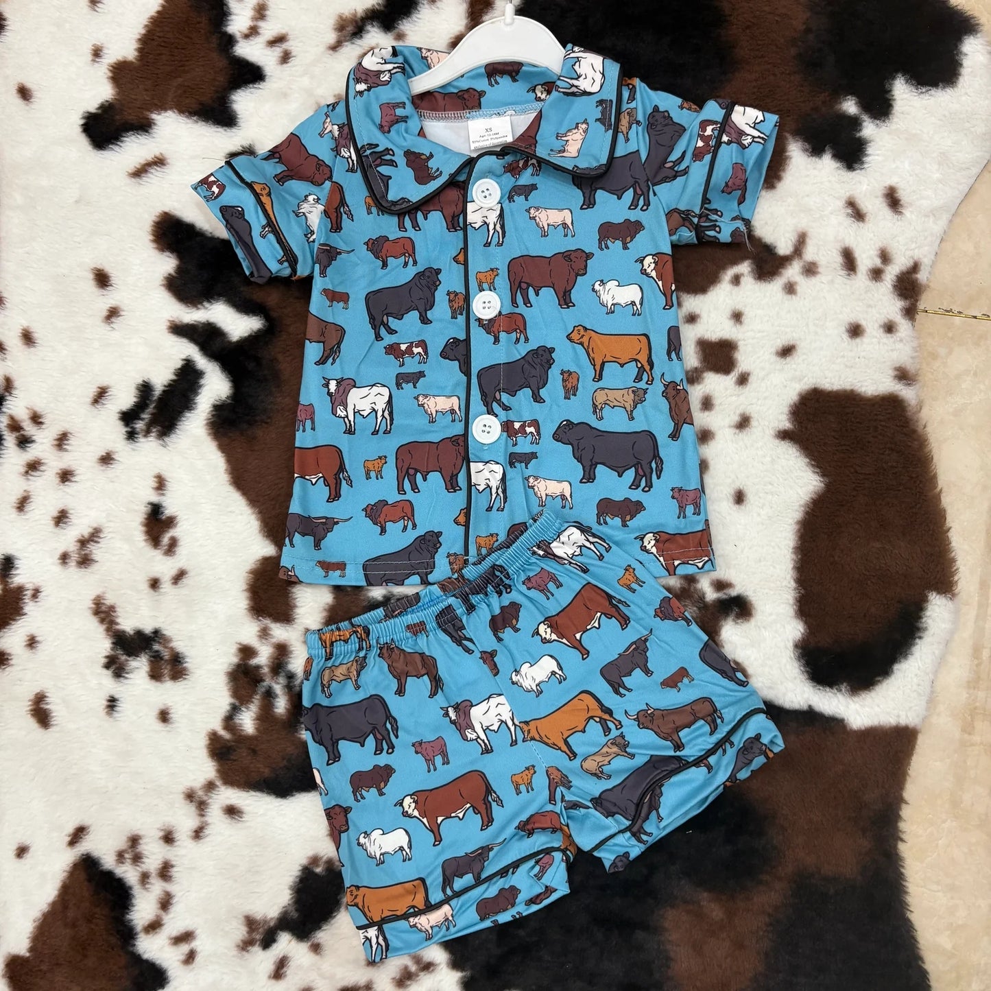 BSSO0276 Baby Boys Western Cows Shorts Pajamas