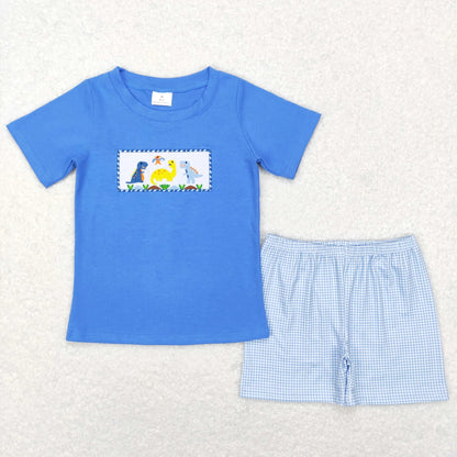 Sibling Baby Boys Back To School Embroidery Dinosaurs Summer Shorts Sets 4.29