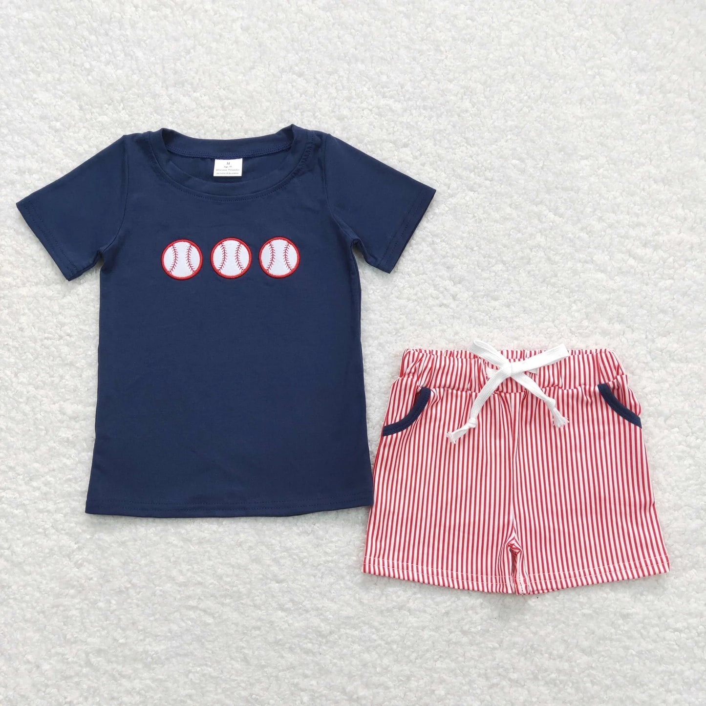 Sibling Baby Boys Embroidery Baseball Summer Shorts Sets Clothes Sets 6.5