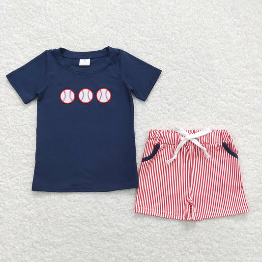 Sibling Baby Boys Embroidery Baseball Summer Shorts Sets Clothes Sets 6.5