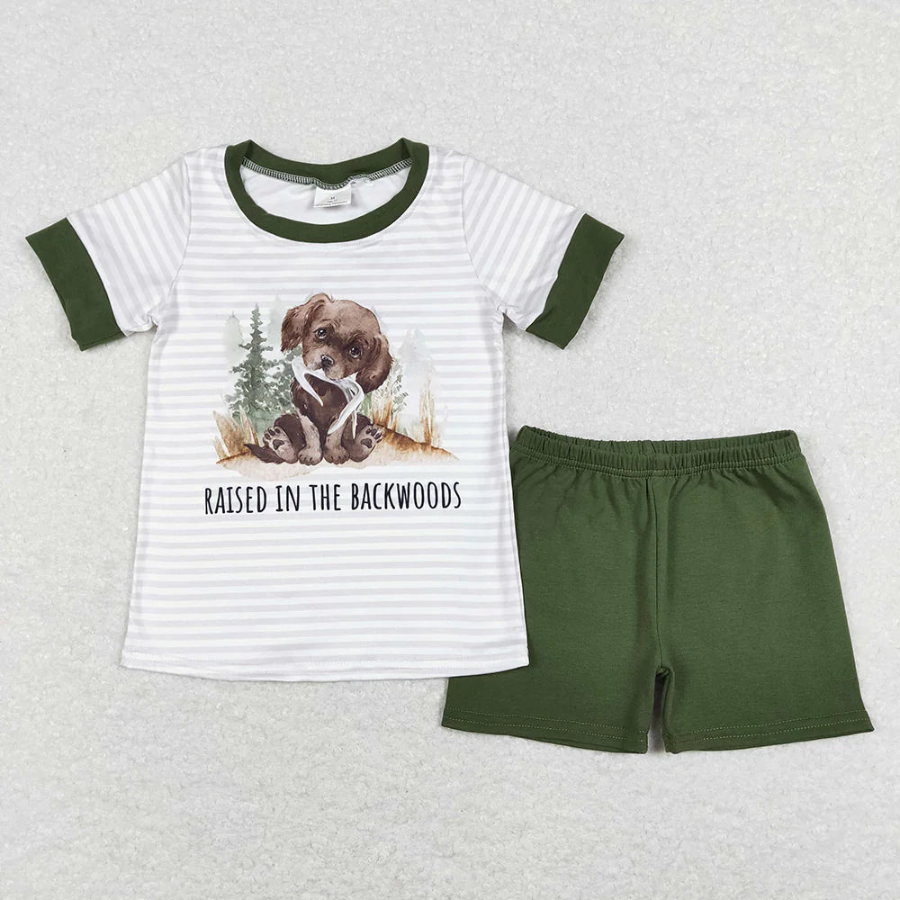 Sibling Baby Boys Girls Raised in the Backwoods Dogs Shorts Clothes Sets Rompers C11.29