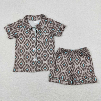 Sibling Baby Boys Button Top Shorts Summer Western Pajamas Sets 6.2