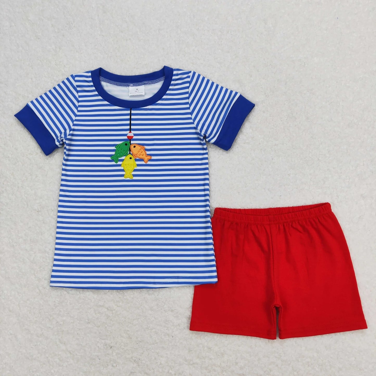 Sibling Baby Boys Embroidery Fishing Tee Shirts Summer Shorts Clothes Sets 5.14