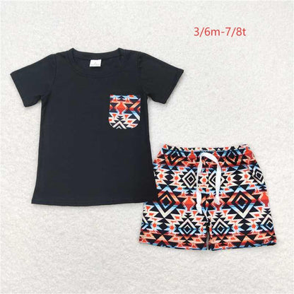 Sibling Baby Boys Brother Western Hunting Pockets Clothes Shorts Sets 7.21