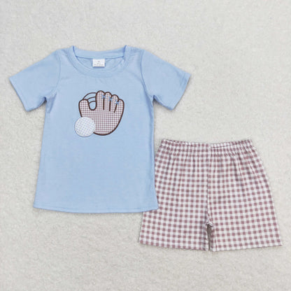 Sibling Baby Boys Embroidery Baseball Summer Shorts Sets Clothes Sets 6.4