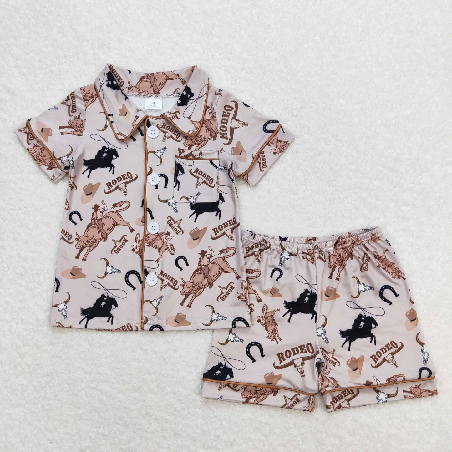 Sibling Baby Boys Button Top Shorts Summer Western Pajamas Sets 6.2