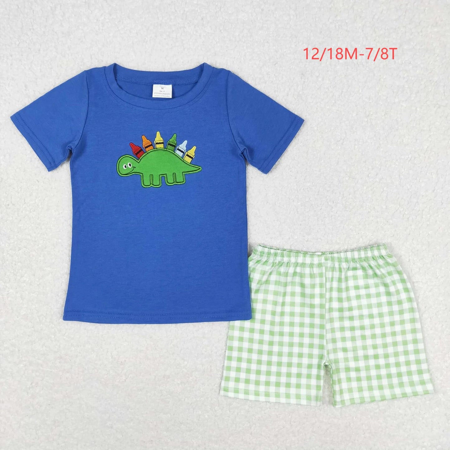 Sibling Baby Boys Back To School Embroidery Dinosaurs Summer Shorts Sets 4.29