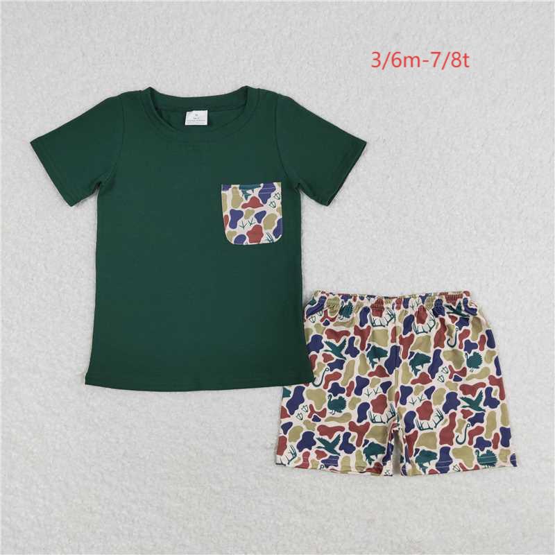 Sibling Baby Boys Brother Western Hunting Pockets Clothes Shorts Sets 7.21