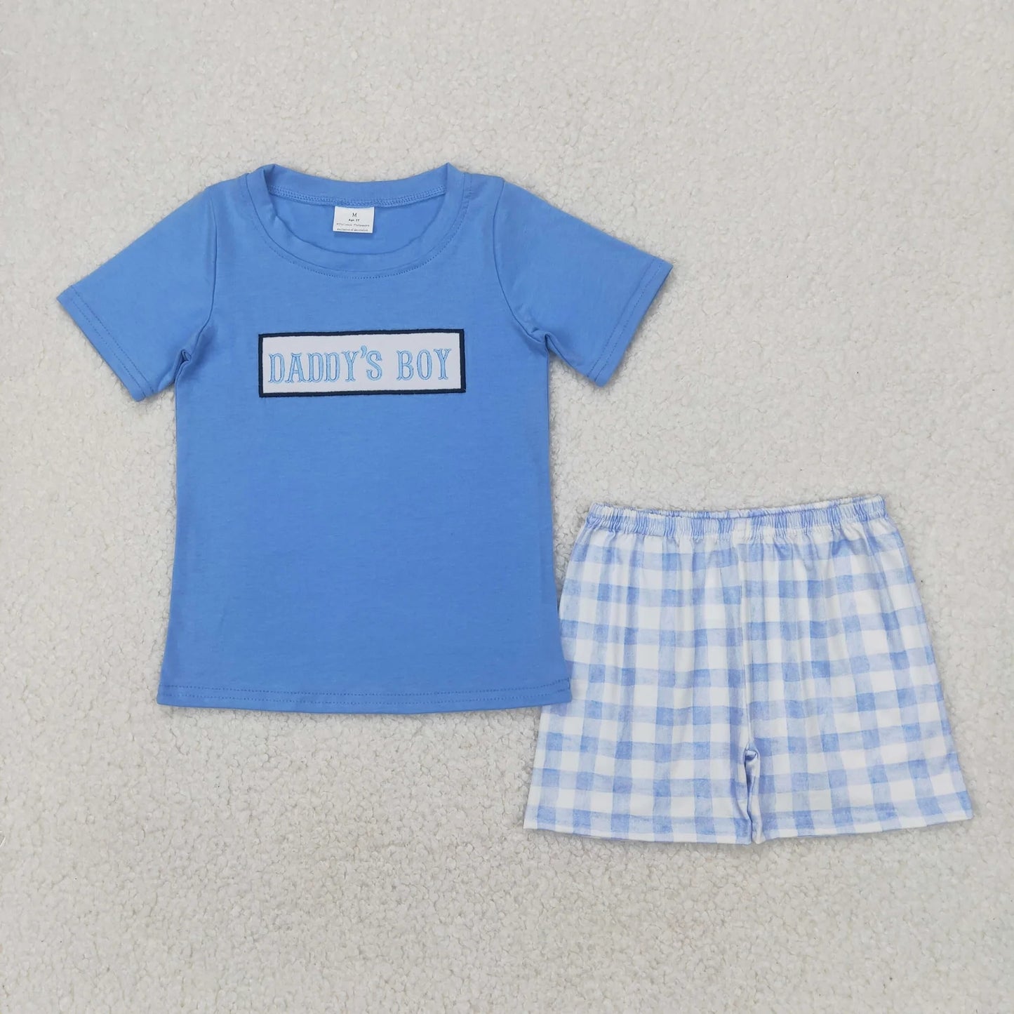 Sibling Baby Boys Daddy's Boy Top Ducks Checkered Shorts Clothes Sets 5.20