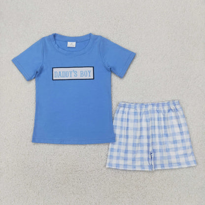 Sibling Baby Boys Daddy's Boy Top Ducks Checkered Shorts Clothes Sets 5.20